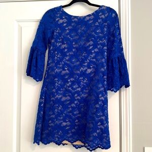 Eliza J 0P cobalt blue mini dress, long sleeves